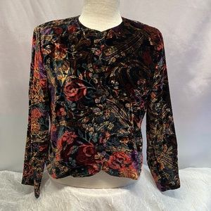 Norton McNaughton Petite Floral Print Collarless Vintage Blazer Jacket Size 10P